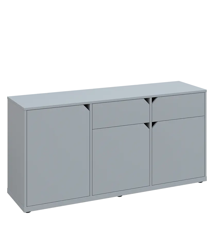 KU2-15DZ P skříňka nízká 2-dvéřová, zásuvky, 740x1522x400 mm, provedení pravé, šedá