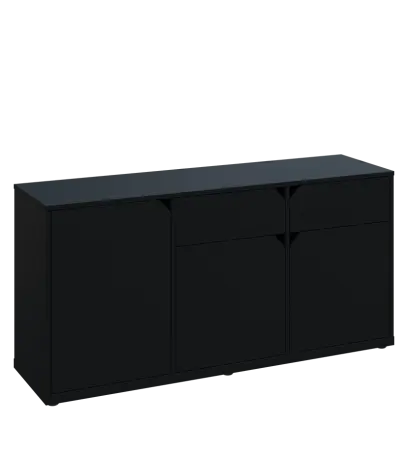 KU2-15DZ P skříňka nízká 2-dvéřová, zásuvky, 740x1522x400 mm, provedení pravé, černá