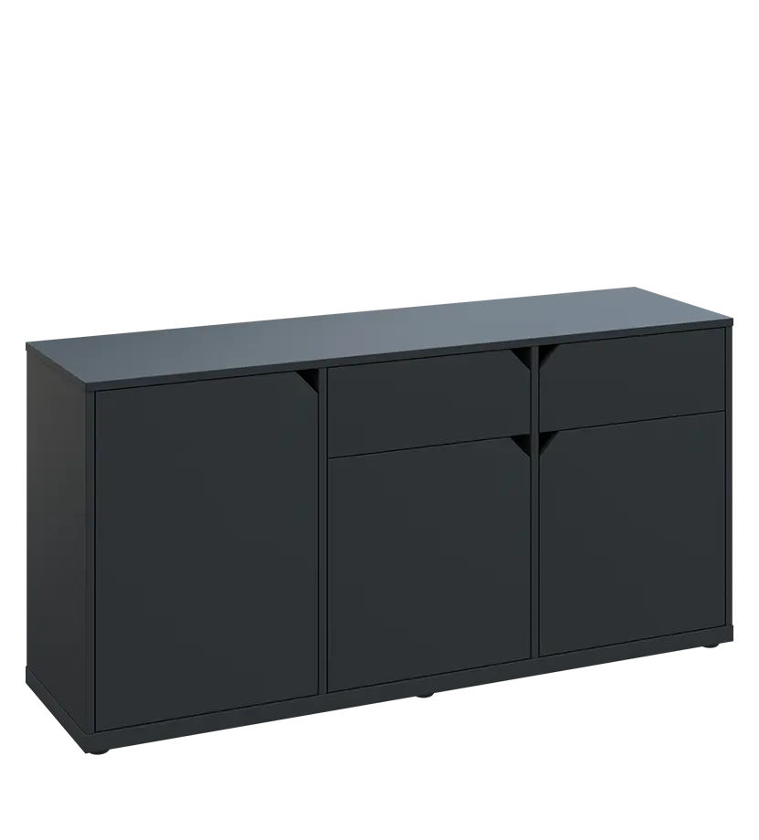 KU2-15DZ P skříňka nízká 2-dvéřová, zásuvky, 740x1522x400 mm, provedení pravé, antracit