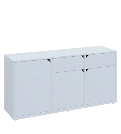 KU2-15DZ P skříňka nízká 2-dvéřová, zásuvky, 740x1522x400 mm, provedení pravé, bílá sněžná