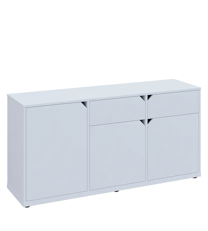 KU2-15DZ P skříňka nízká 2-dvéřová, zásuvky, 740x1522x400 mm, provedení pravé, bílá sněžná