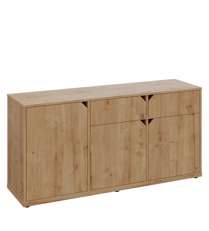 KU2-15DZ P skříňka nízká 2-dvéřová, zásuvky, 740x1522x400 mm, provedení pravé, dub lite