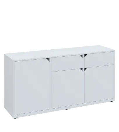 KU2-15DZ P skříňka nízká 2-dvéřová, zásuvky, 740x1522x400 mm, provedení pravé, bílá