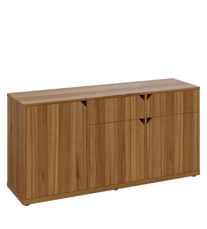 KU2-15DZ P skříňka nízká 2-dvéřová, zásuvky, 740x1522x400 mm, provedení pravé, ořech světlý