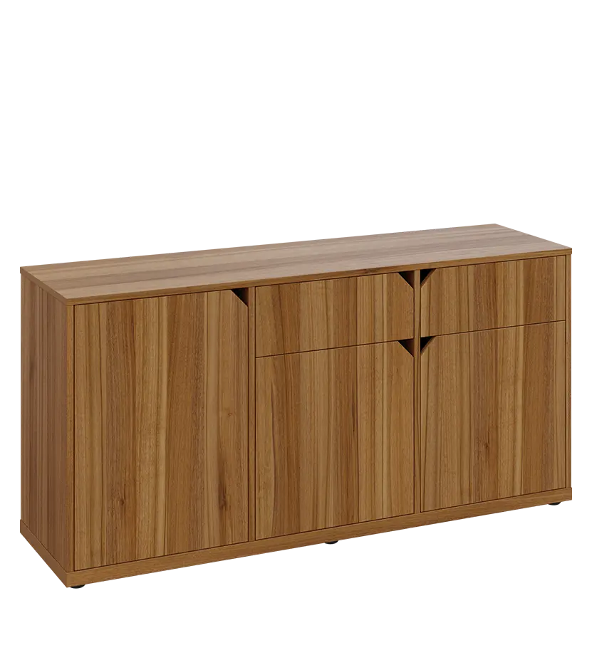 KU2-15DZ P skříňka nízká 2-dvéřová, zásuvky, 740x1522x400 mm, provedení pravé, ořech světlý