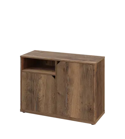 KU2-10DN L skříňka nízká 2-dvéřová, nika, 740x1022x400 mm, provedení levé, dub halifax cínový