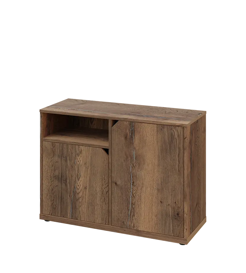 KU2-10DN L skříňka nízká 2-dvéřová, nika, 740x1022x400 mm, provedení levé, dub halifax cínový