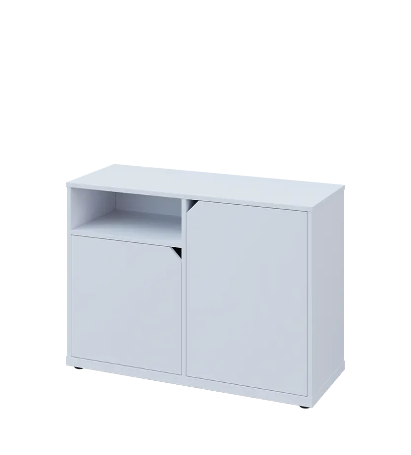 KU2-10DN L skříňka nízká 2-dvéřová, nika, 740x1022x400 mm, provedení levé, bílá sněžná