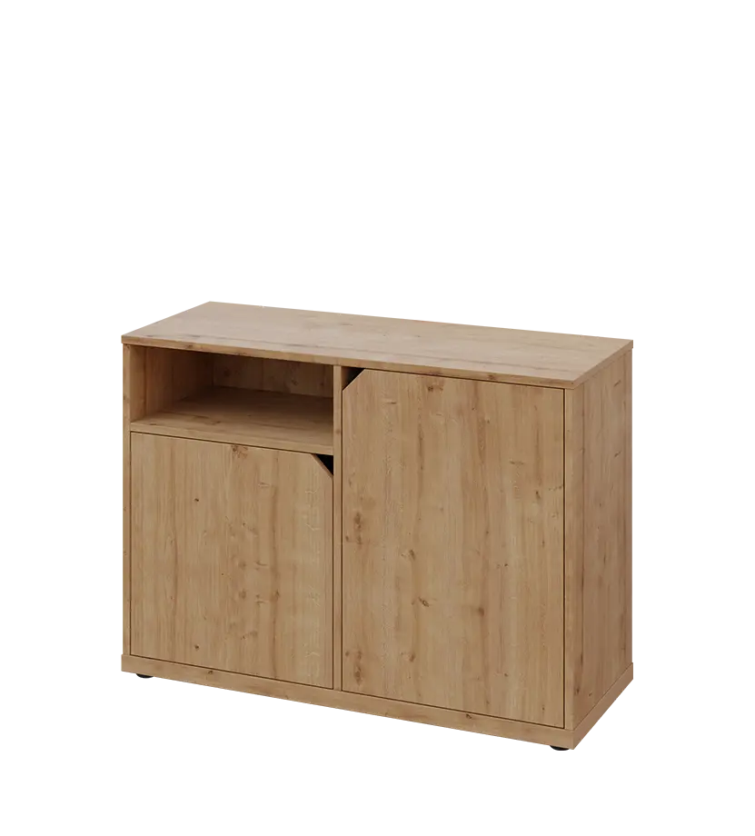 KU2-10DN L skříňka nízká 2-dvéřová, nika, 740x1022x400 mm, provedení levé, dub lite