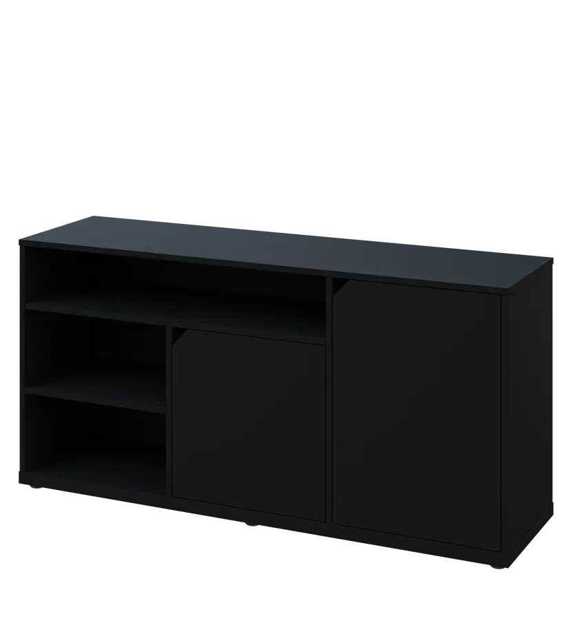 KU2-15DN3 L skříňka nízka 2-dvéřová, niky, 740x1522x400 mm, provedení levé, černá