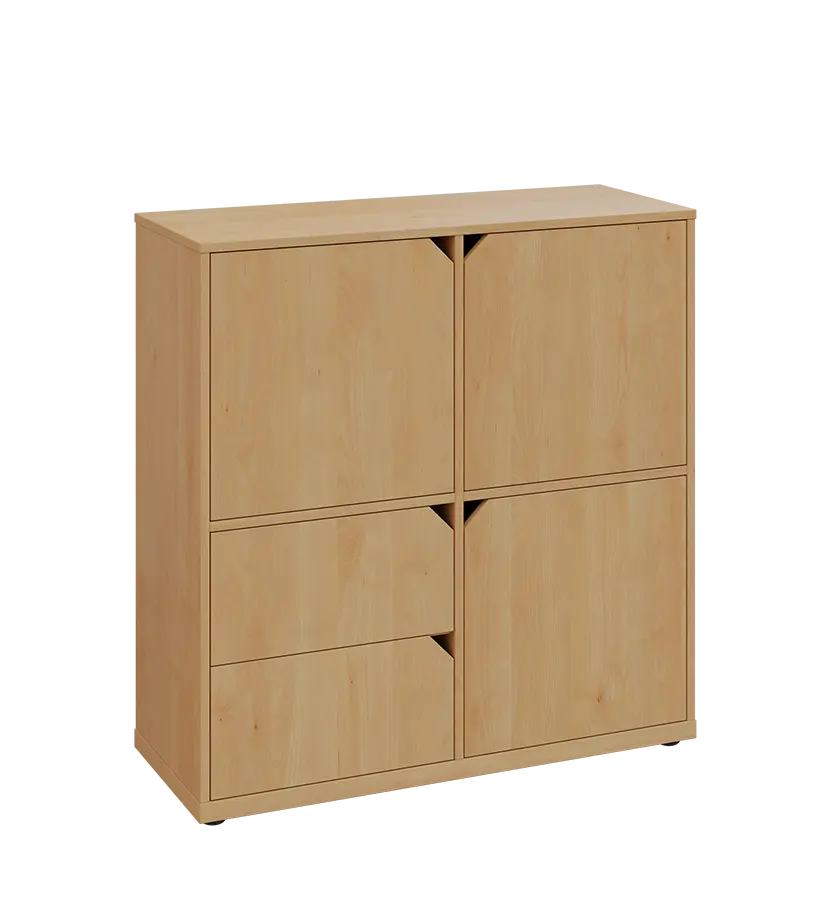 KU3-10DZ2 P skříňka 3-dvéřová, zásuvky, 1054x1022x400 mm, provedení pravé, javor horský