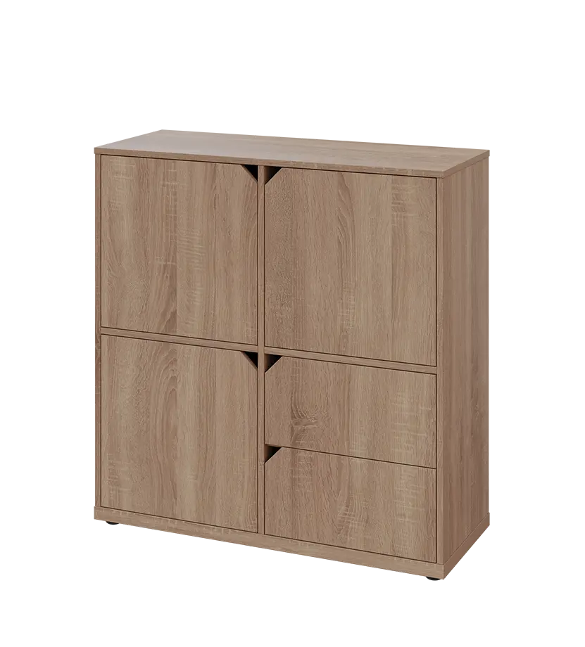 KU3-10DZ2 L skříňka 3-dvéřová, zásuvky, 1054x1022x400 mm, provedení levé, dub bardolino