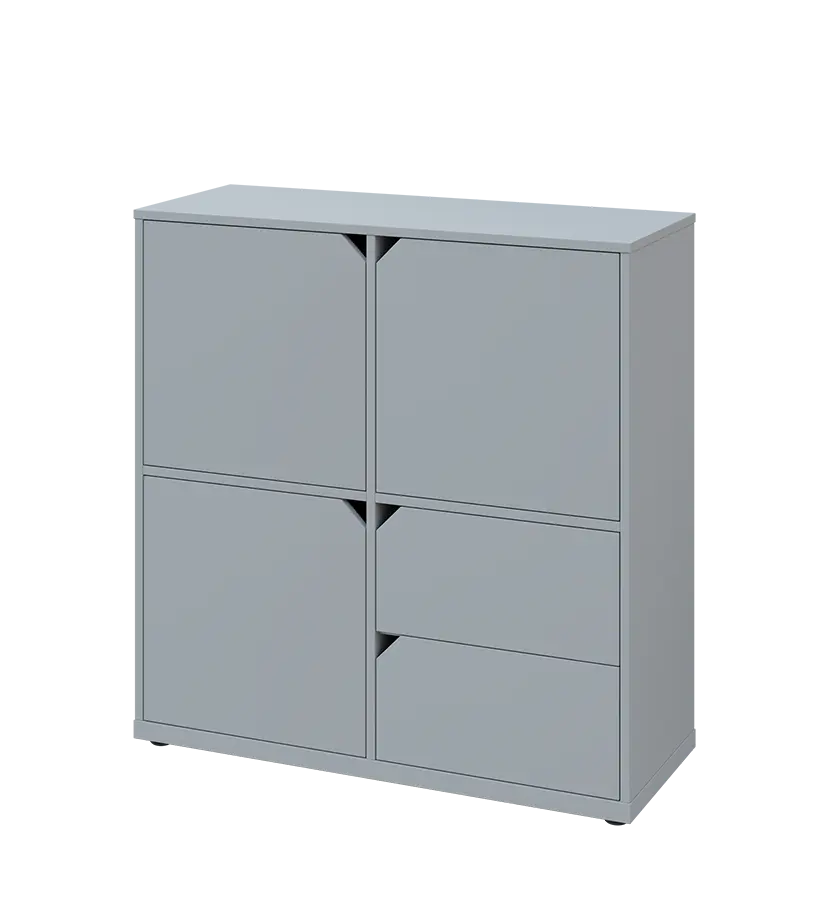 KU3-10DZ2 L skříňka 3-dvéřová, zásuvky, 1054x1022x400 mm, provedení levé, šedá