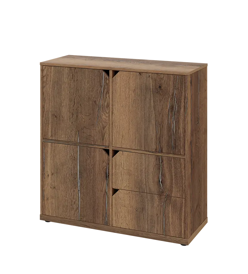 KU3-10DZ2 L skříňka 3-dvéřová, zásuvky, 1054x1022x400 mm, provedení levé, dub halifax cínový