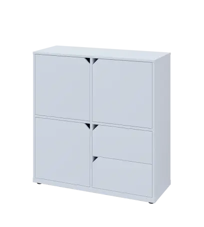 KU3-10DZ2 L skříňka 3-dvéřová, zásuvky, 1054x1022x400 mm, provedení levé, bílá sněžná