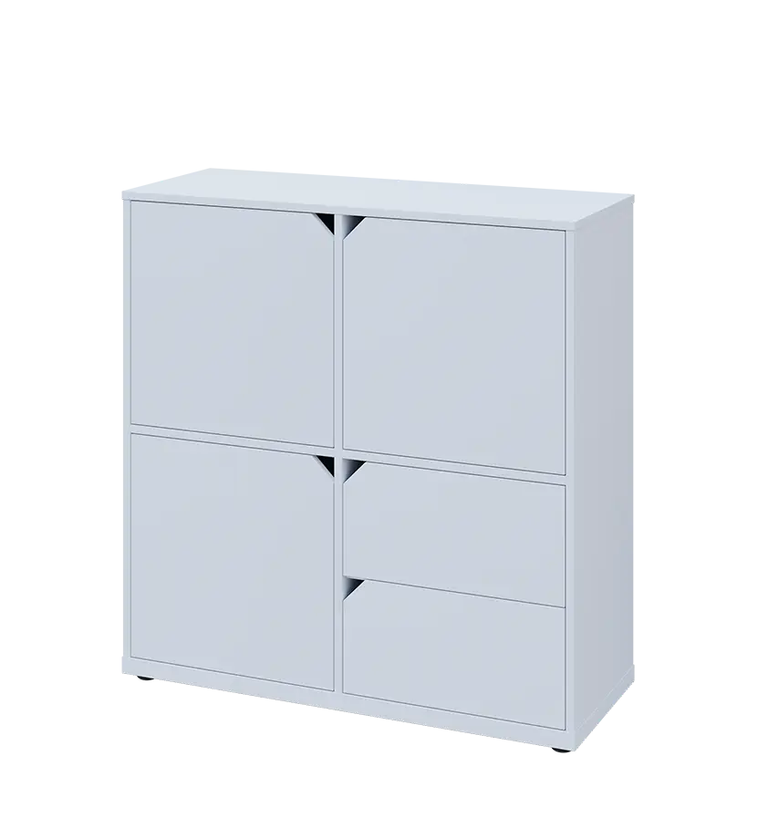 KU3-10DZ2 L skříňka 3-dvéřová, zásuvky, 1054x1022x400 mm, provedení levé, bílá sněžná