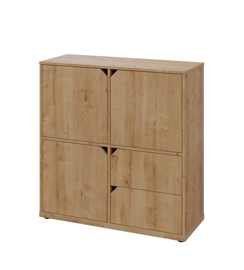 KU3-10DZ2 L skříňka 3-dvéřová, zásuvky, 1054x1022x400 mm, provedení levé, dub lite