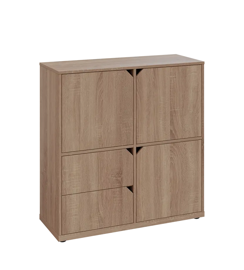 KU3-10DZ2 P skříňka 3-dvéřová, zásuvky, 1054x1022x400 mm, provedení pravé, dub bardolino