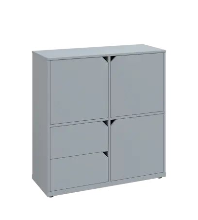 KU3-10DZ2 P skříňka 3-dvéřová, zásuvky, 1054x1022x400 mm, provedení pravé, šedá