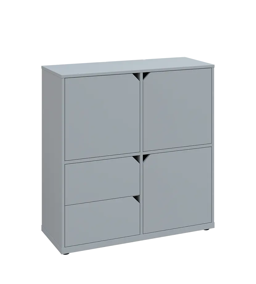 KU3-10DZ2 P skříňka 3-dvéřová, zásuvky, 1054x1022x400 mm, provedení pravé, šedá