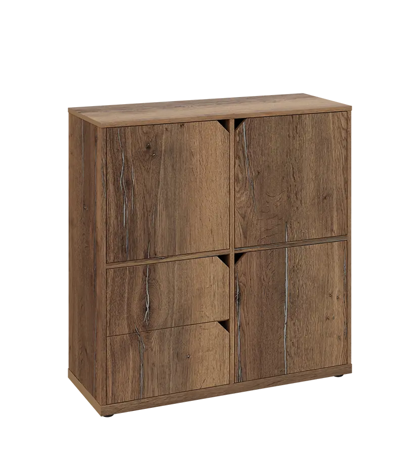 KU3-10DZ2 P skříňka 3-dvéřová, zásuvky, 1054x1022x400 mm, provedení pravé, dub halifax cínový