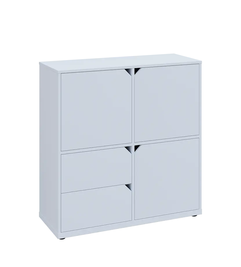 KU3-10DZ2 P skříňka 3-dvéřová, zásuvky, 1054x1022x400 mm, provedení pravé, bílá sněžná