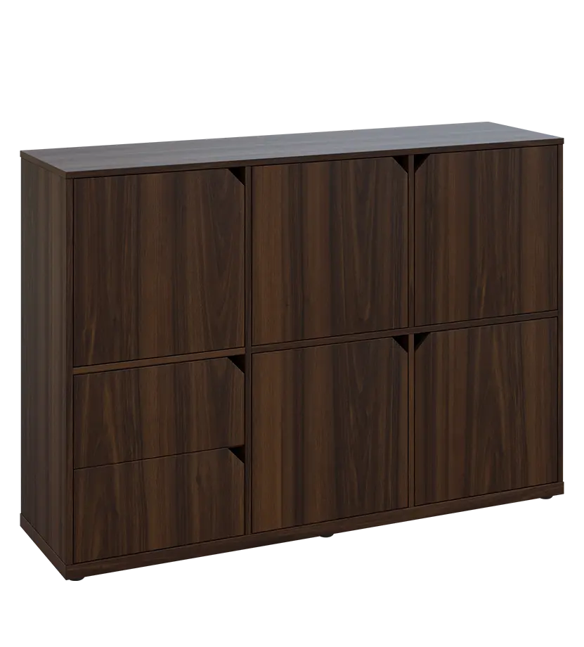 KU3-15DZ2 P skříňka 5-dvéřová, zásuvky, 1054x1522x400 mm, provedení pravé, ořech královský