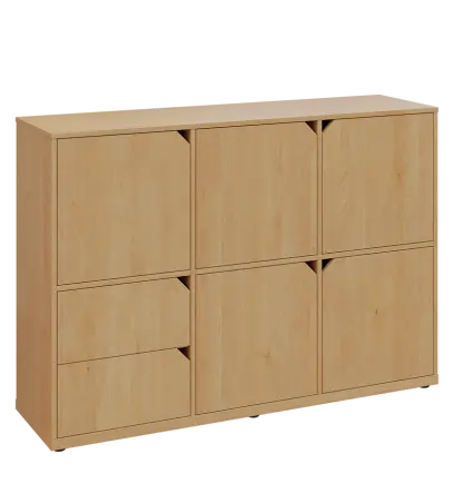 KU3-15DZ2 P skříňka 5-dvéřová, zásuvky, 1054x1522x400 mm, provedení pravé, javor horský