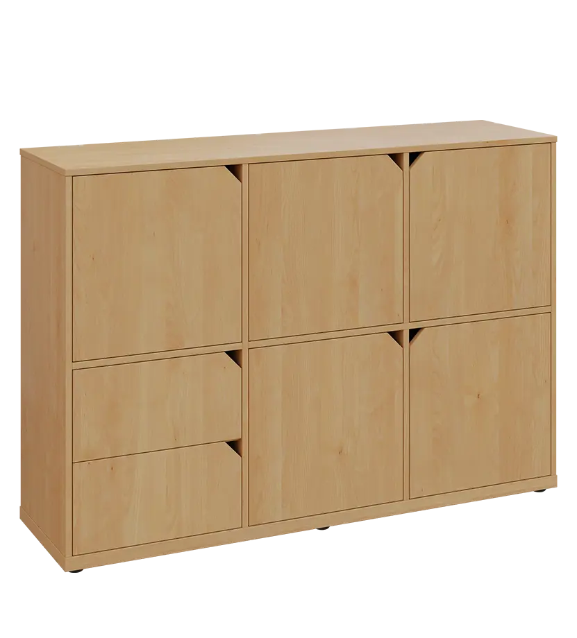 KU3-15DZ2 P skříňka 5-dvéřová, zásuvky, 1054x1522x400 mm, provedení pravé, javor horský