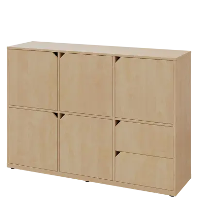 KU3-15DZ2 L skříňka 5-dvéřová, zásuvky, 1054x1522x400 mm, provedení levé, bříza irská