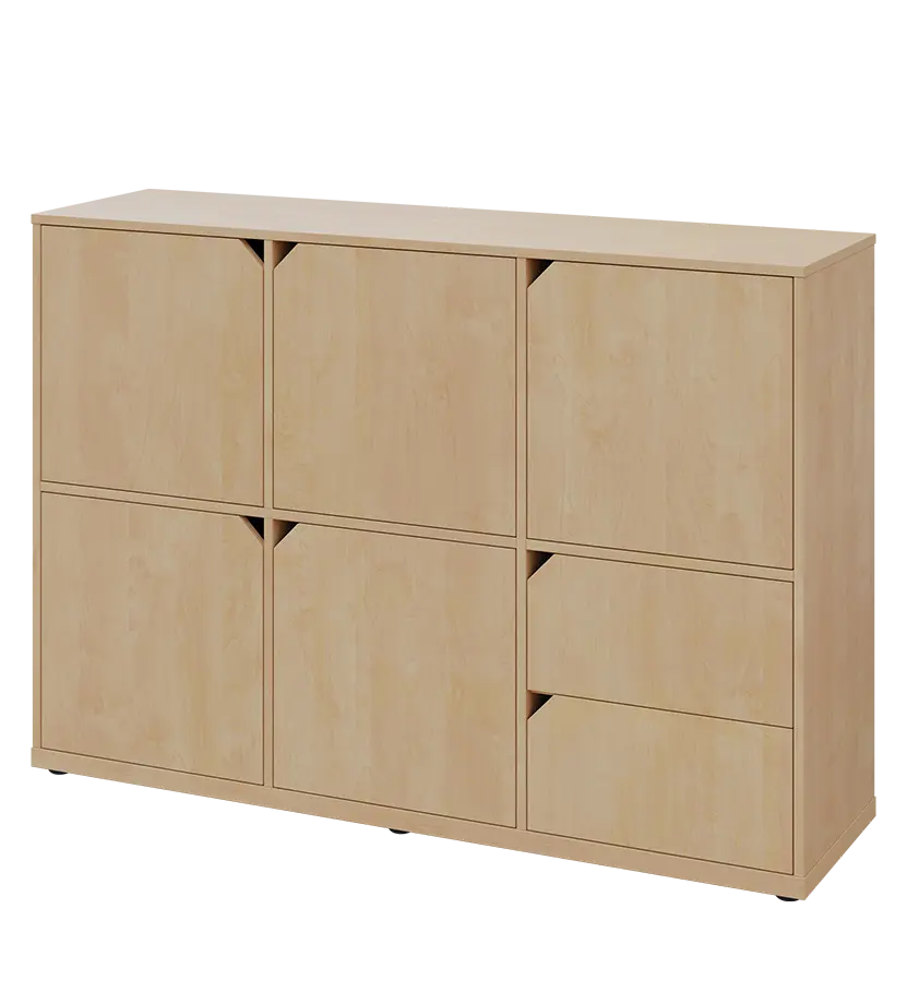 KU3-15DZ2 L skříňka 5-dvéřová, zásuvky, 1054x1522x400 mm, provedení levé, bříza irská