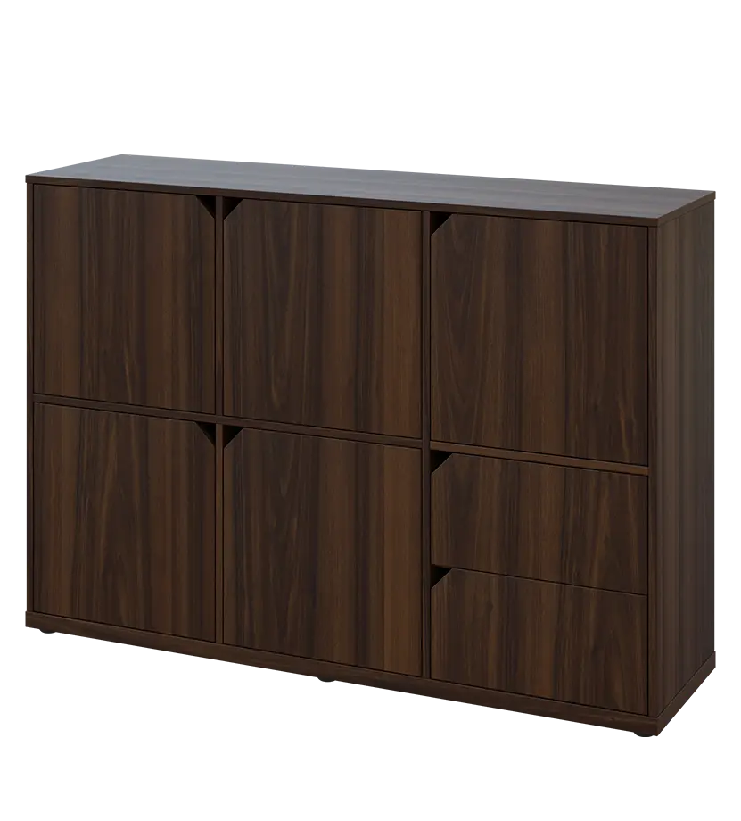 KU3-15DZ2 L skříňka 5-dvéřová, zásuvky, 1054x1522x400 mm, provedení levé, ořech královský