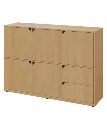 KU3-15DZ2 L skříňka 5-dvéřová, zásuvky, 1054x1522x400 mm, provedení levé, javor horský