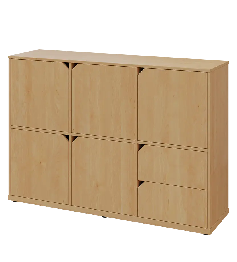 KU3-15DZ2 L skříňka 5-dvéřová, zásuvky, 1054x1522x400 mm, provedení levé, javor horský