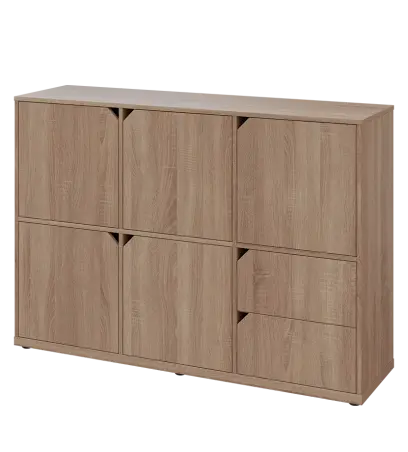 KU3-15DZ2 L skříňka 5-dvéřová, zásuvky, 1054x1522x400 mm, provedení levé, dub bardolino