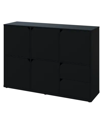 KU3-15DZ2 L skříňka 5-dvéřová, zásuvky, 1054x1522x400 mm, provedení levé, černá