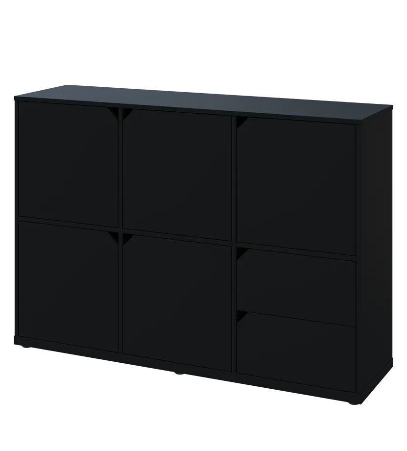 KU3-15DZ2 L skříňka 5-dvéřová, zásuvky, 1054x1522x400 mm, provedení levé, černá