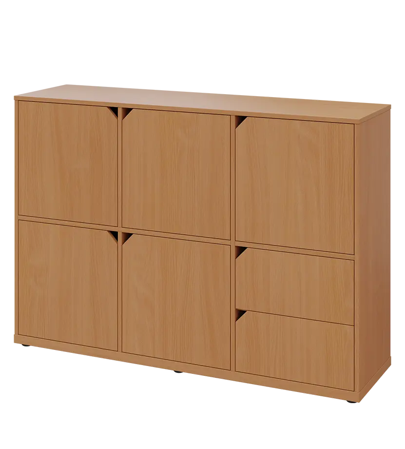 KU3-15DZ2 L skříňka 5-dvéřová, zásuvky, 1054x1522x400 mm, provedení levé, buk royal