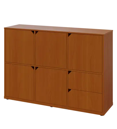 KU3-15DZ2 L skříňka 5-dvéřová, zásuvky, 1054x1522x400 mm, provedení levé, třešeň šumavská