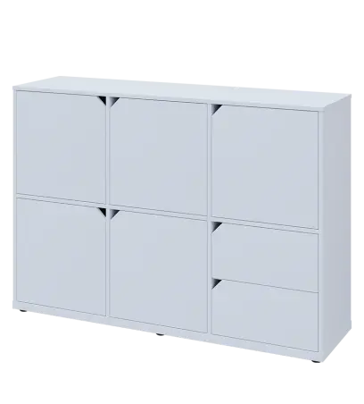 KU3-15DZ2 L skříňka 5-dvéřová, zásuvky, 1054x1522x400 mm, provedení levé, bílá sněžná