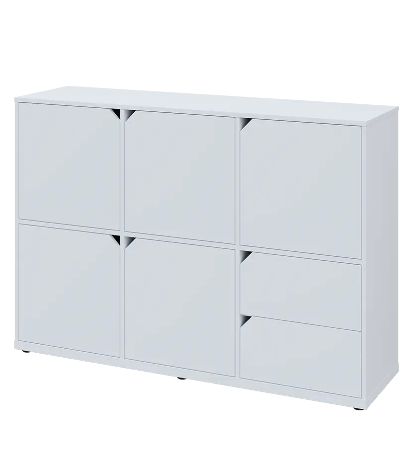 KU3-15DZ2 L skříňka 5-dvéřová, zásuvky, 1054x1522x400 mm, provedení levé, bílá