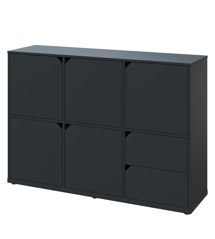 KU3-15DZ2 L skříňka 5-dvéřová, zásuvky, 1054x1522x400 mm, provedení levé, antracit