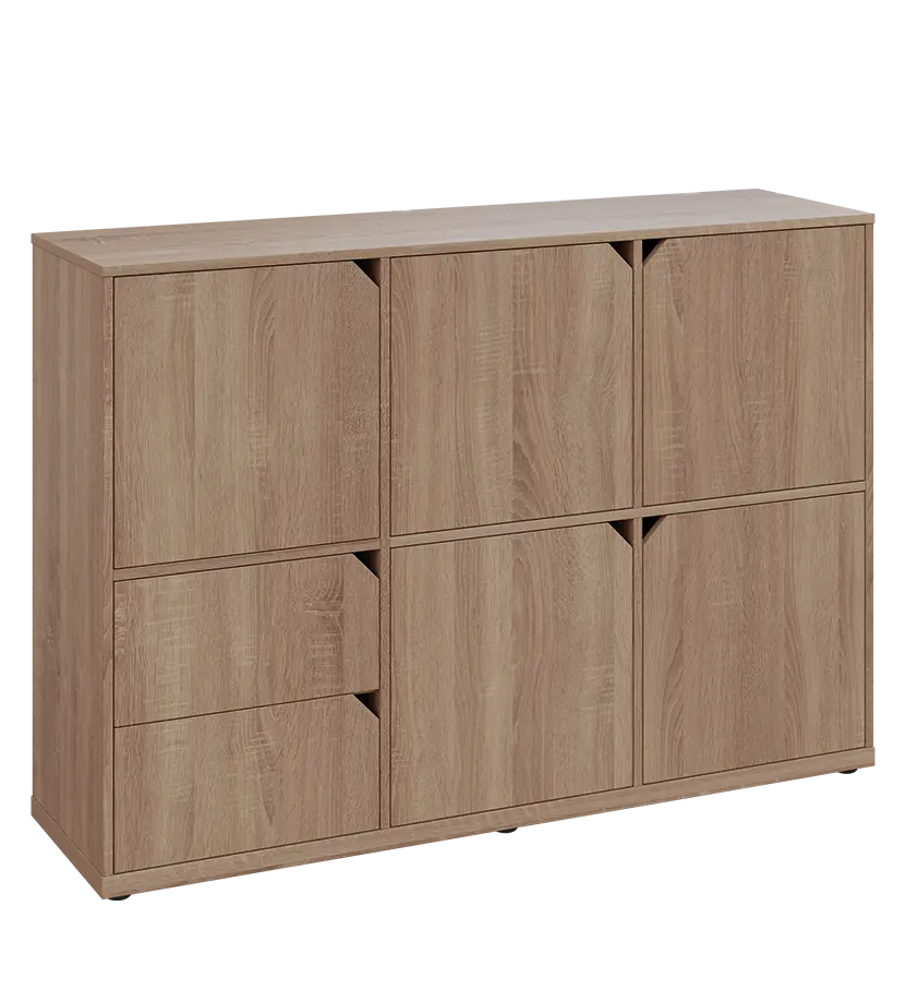 KU3-15DZ2 P skříňka 5-dvéřová, zásuvky, 1054x1522x400 mm, provedení pravé, dub bardolino