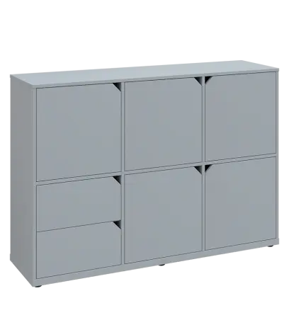 KU3-15DZ2 P skříňka 5-dvéřová, zásuvky, 1054x1522x400 mm, provedení pravé, šedá