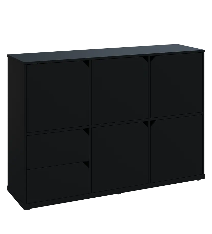 KU3-15DZ2 P skříňka 5-dvéřová, zásuvky, 1054x1522x400 mm, provedení pravé, černá