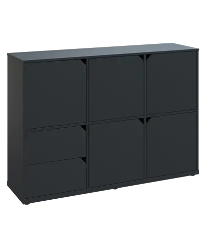 KU3-15DZ2 P skříňka 5-dvéřová, zásuvky, 1054x1522x400 mm, provedení pravé, antracit