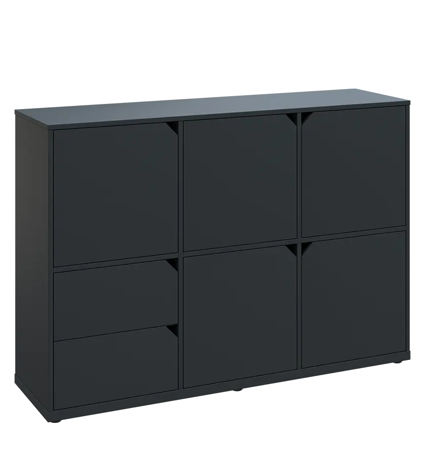 KU3-15DZ2 P skříňka 5-dvéřová, zásuvky, 1054x1522x400 mm, provedení pravé, antracit