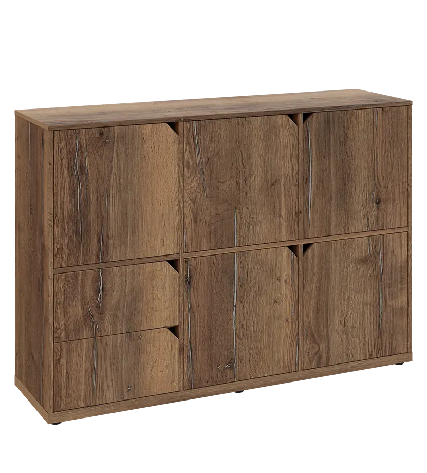 KU3-15DZ2 P skříňka 5-dvéřová, zásuvky, 1054x1522x400 mm, provedení pravé, dub halifax cínový