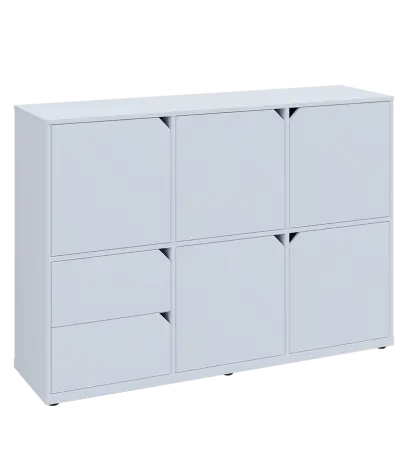 KU3-15DZ2 P skříňka 5-dvéřová, zásuvky, 1054x1522x400 mm, provedení pravé, bílá sněžná