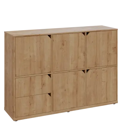 KU3-15DZ2 P skříňka 5-dvéřová, zásuvky, 1054x1522x400 mm, provedení pravé, dub lite